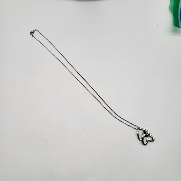 VTG Sterling Silver Double Heart Necklace Indonesia 925 - Picture 6 of 9